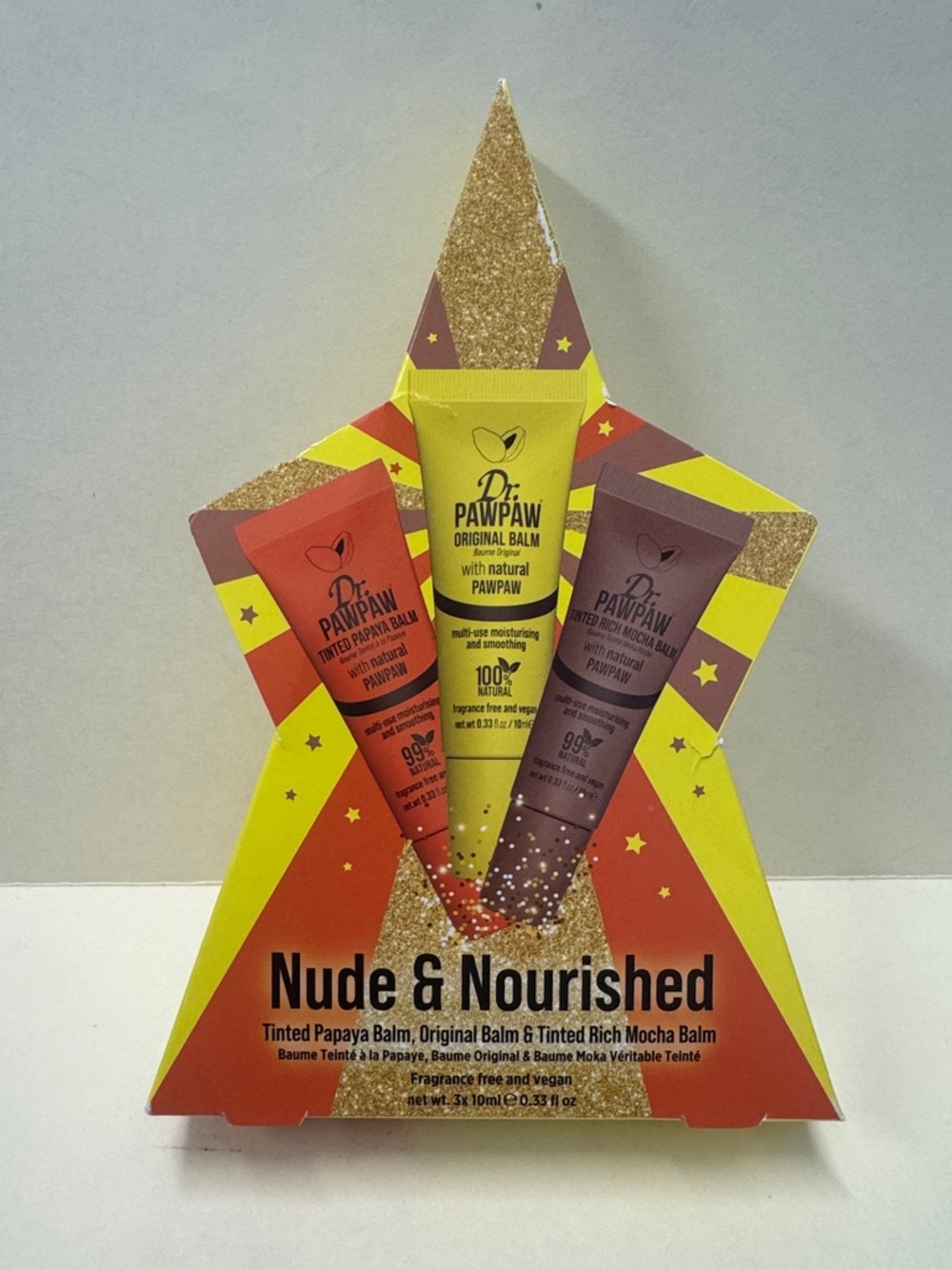 DR. PAWPAW Nude & Nourished 3p Tinted Lip Balm Papaya Original Rich Mocha NIB